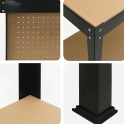 vidaXL Accesorios De Bricolaje-Banco de trabajo con estante Negro 114 x 54 x 145 cm