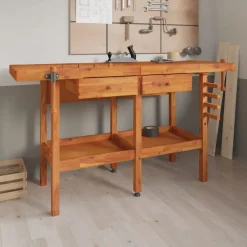 vidaXL Banco de trabajo cajones y tornillos banco madera 162x62x83 cm New