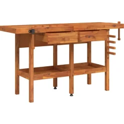 vidaXL Banco de trabajo cajones y tornillos banco madera 162x62x83 cm New