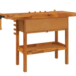 vidaXL Accesorios De Bricolaje-Banco de trabajo cajones y tornillos banco acacia 124x52x83 cm