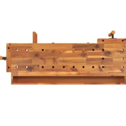 vidaXL Accesorios De Bricolaje-Banco de trabajo cajones y tornillos banco acacia 124x52x83 cm