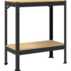 vidaXL Banco de trabajo con estante Negro 81 x 41 x 91 cm