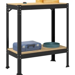 vidaXL Banco de trabajo con estante Negro 81 x 41 x 91 cm