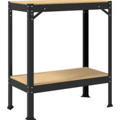 vidaXL Banco de trabajo con estante Negro 81 x 41 x 91 cm