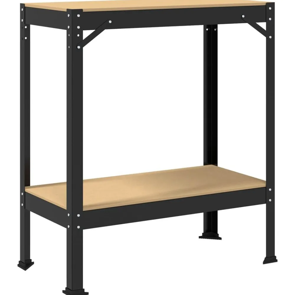 vidaXL Banco de trabajo con estante Negro 81 x 41 x 91 cm
