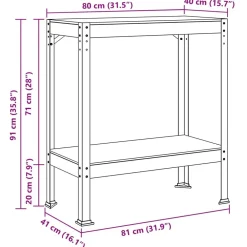 vidaXL Banco de trabajo con estante Negro 81 x 41 x 91 cm