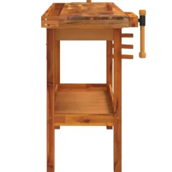 vidaXL Banco de trabajo con cajón y tornillos de banco 124x52x83 cm madera maciza de acacia Best
