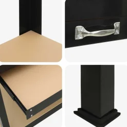 vidaXL Banco de trabajo con cajón con estante Negro 114 x 54 x 91 cm Sale