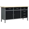vidaXL Banco de trabajo de acero negro 160x60x85 cm Clearance