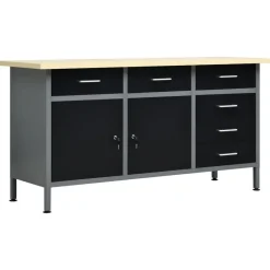 vidaXL Banco de trabajo de acero negro 160x60x85 cm Clearance