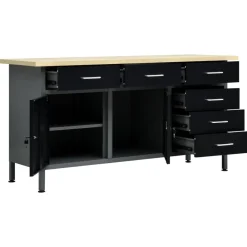vidaXL Banco de trabajo de acero negro 160x60x85 cm Clearance