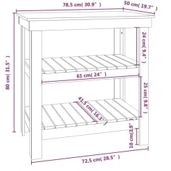 vidaXL Accesorios De Bricolaje-Banco de trabajo de madera maciza de pino 78,5x50x80 cm