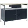 vidaXL Banco de trabajo de acero negro 120x60x85 cm Sale
