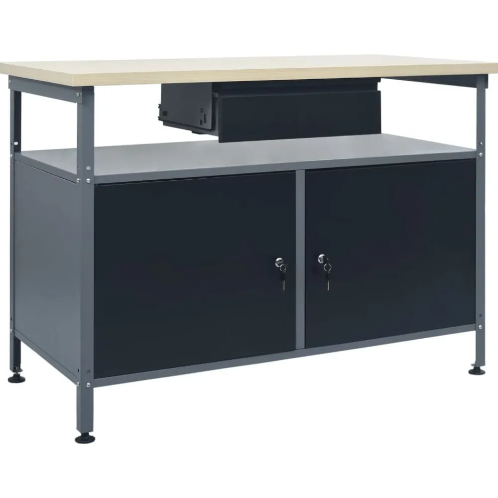 vidaXL Banco de trabajo de acero negro 120x60x85 cm Sale