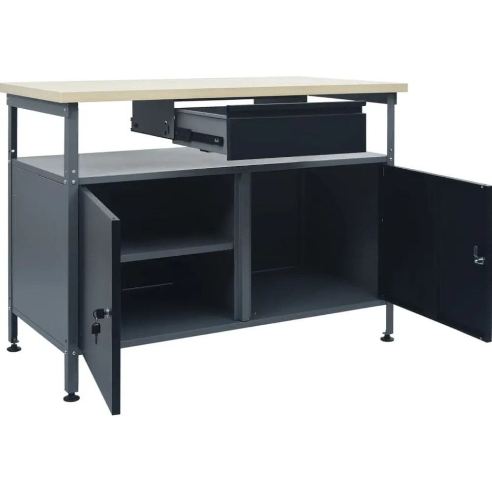 vidaXL Banco de trabajo de acero negro 120x60x85 cm Sale