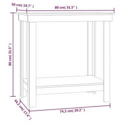 vidaXL Banco de trabajo de madera maciza de pino 80x50x80 cm Negro Sale