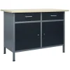 vidaXL Banco de trabajo de acero negro 120x60x85 cm Best