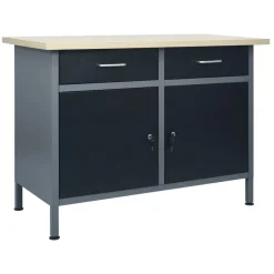 vidaXL Banco de trabajo de acero negro 120x60x85 cm Best