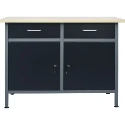 vidaXL Banco de trabajo de acero negro 120x60x85 cm Best