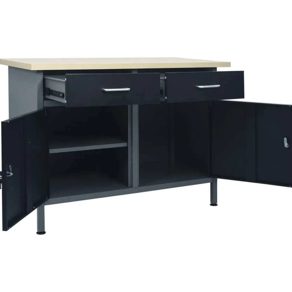 vidaXL Banco de trabajo de acero negro 120x60x85 cm Best