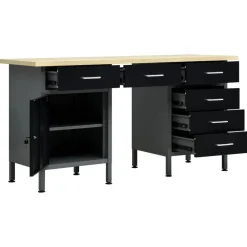 vidaXL Accesorios De Bricolaje-Banco de trabajo de acero negro 160x60x85 cm