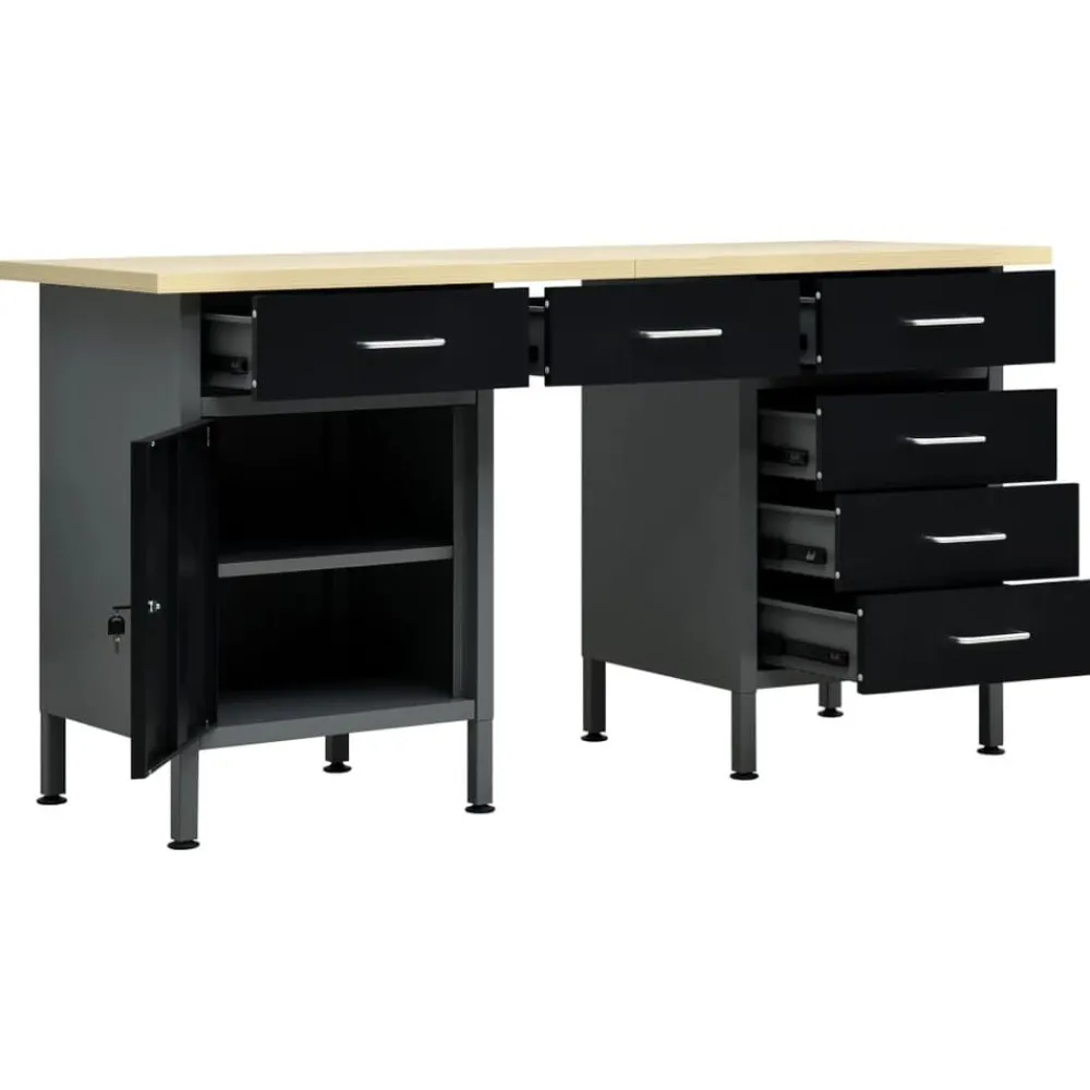 vidaXL Accesorios De Bricolaje-Banco de trabajo de acero negro 160x60x85 cm
