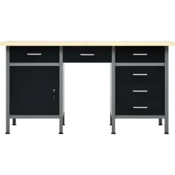 vidaXL Accesorios De Bricolaje-Banco de trabajo de acero negro 160x60x85 cm