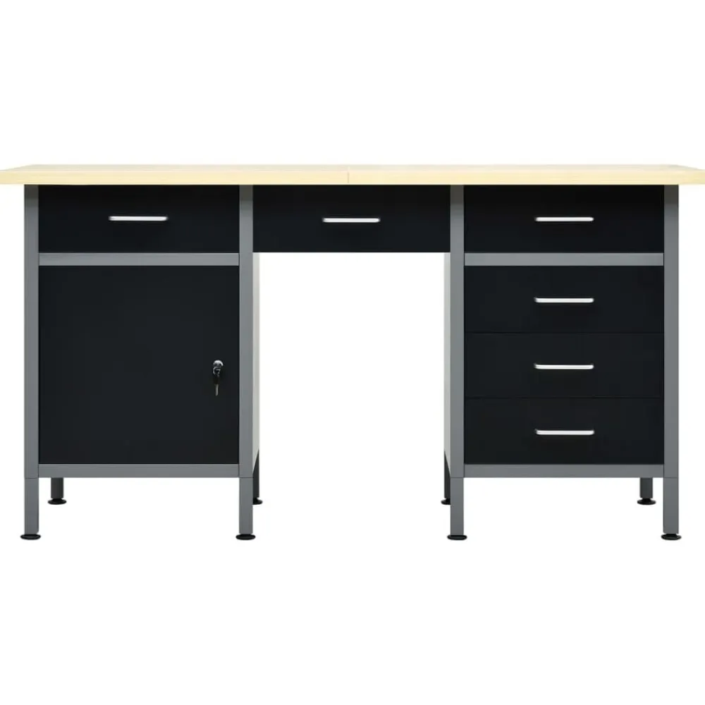 vidaXL Accesorios De Bricolaje-Banco de trabajo de acero negro 160x60x85 cm