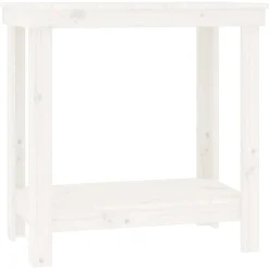 vidaXL Banco de trabajo de madera maciza de pino 80x50x80 cm Blanco Hot