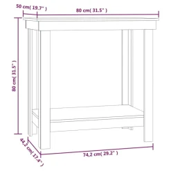 vidaXL Banco de trabajo madera maciza de pino marrón miel 80x50x80 cm Marrón miel Sale