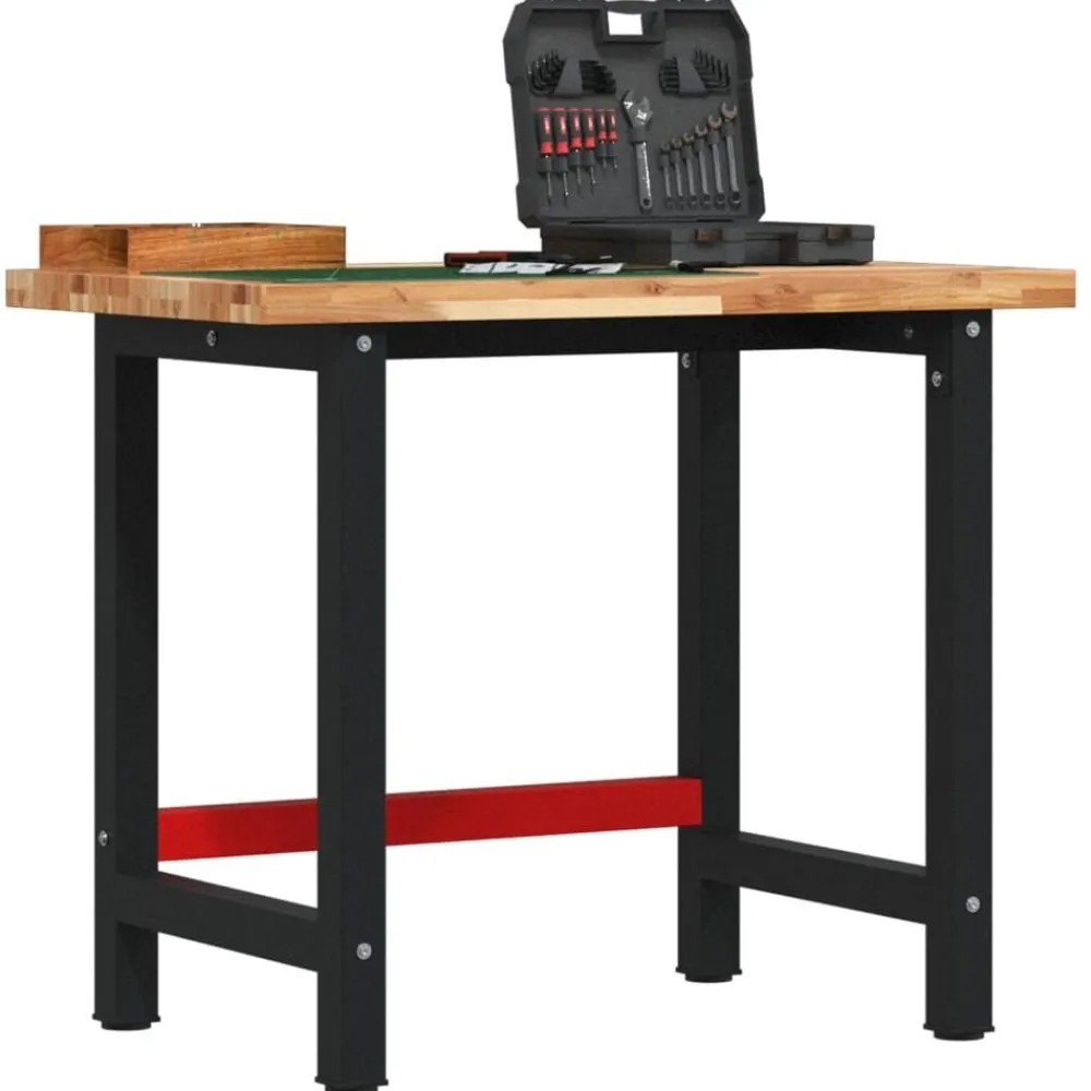 vidaXL Accesorios De Bricolaje-Banco de trabajo madera maciza acacia rectangular 100x60x83 cm