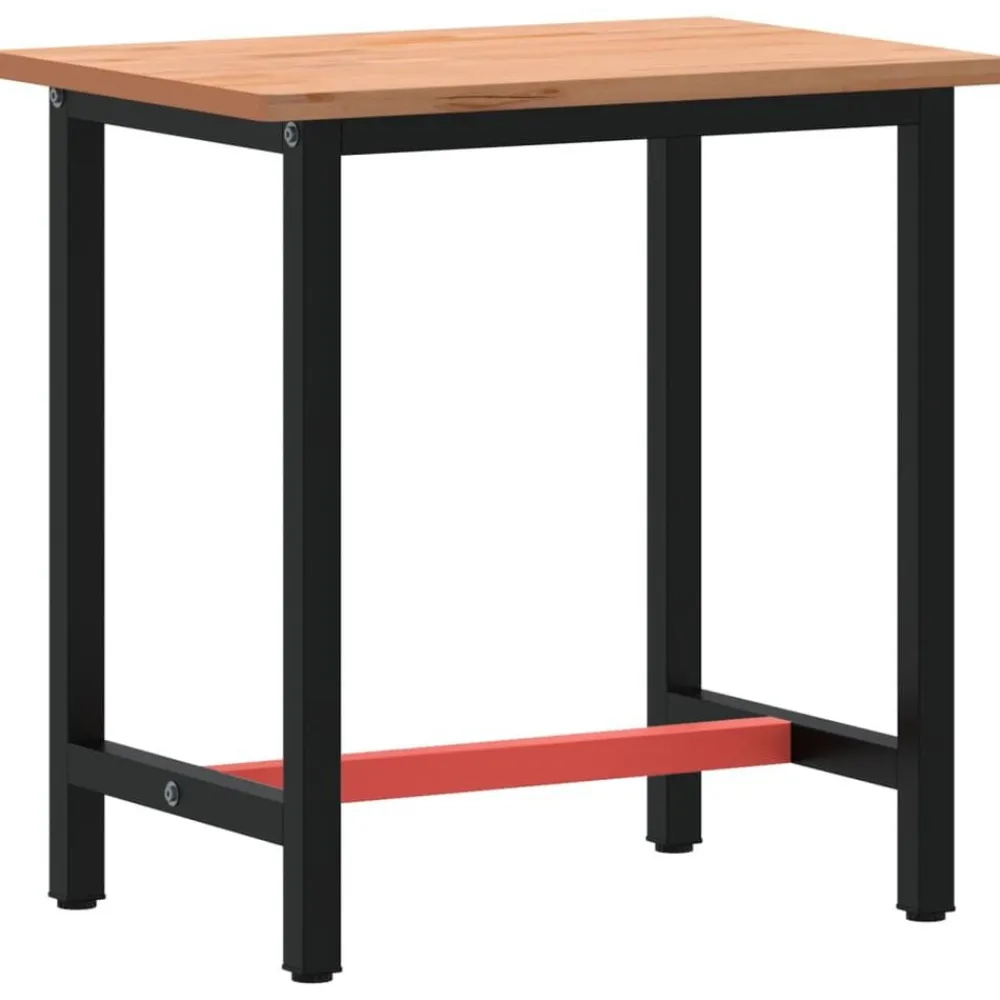 vidaXL Banco de trabajo madera maciza de haya y metal 80x55x81,5 cm Hot