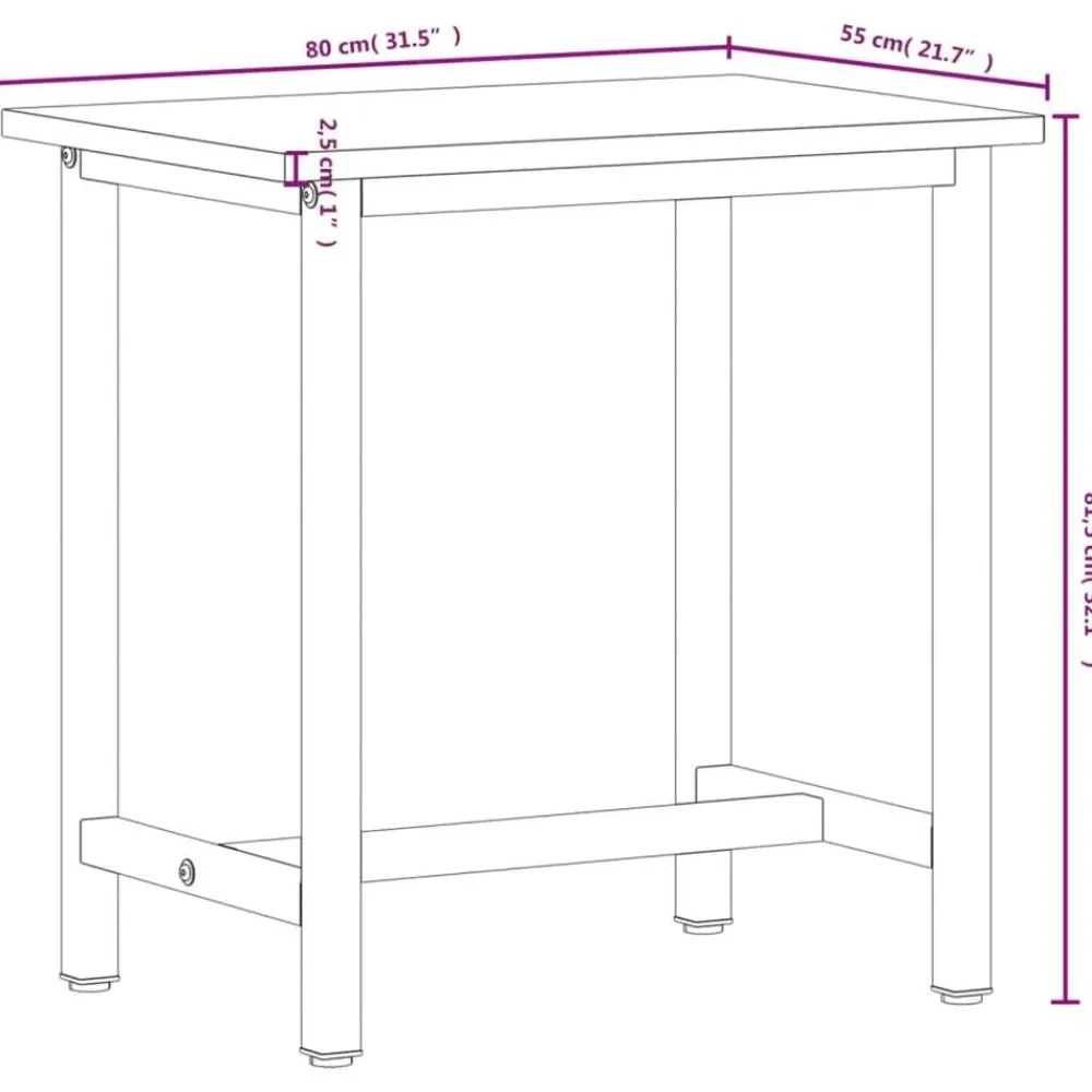 vidaXL Banco de trabajo madera maciza de haya y metal 80x55x81,5 cm Hot