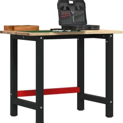 vidaXL Accesorios De Bricolaje-Banco de trabajo madera maciza de roble 100x60x81,5 cm