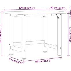 vidaXL Accesorios De Bricolaje-Banco de trabajo madera maciza de roble 100x60x81,5 cm