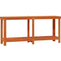 vidaXL Accesorios De Bricolaje-Banco de trabajo Marrón Cera 180 x 50 x 80 cm Pino macizo