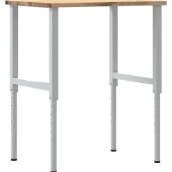 vidaXL Banco de trabajo madera maciza de roble 80x60x(71,5-98) cm blanco y natural