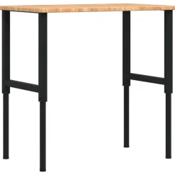 vidaXL Banco de trabajo rectangular madera maciza 100x60x(71,5-98) cm marr&oacute;n claro y negro Best