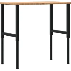 vidaXL Banco de trabajo rectangular madera maciza 100x60x(71,5-98) cm marrón claro y negro Best