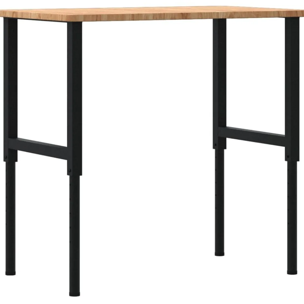 vidaXL Banco de trabajo rectangular madera maciza 100x60x(71,5-98) cm marrón claro y negro Best