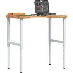 vidaXL Accesorios De Bricolaje-Banco de trabajo rectangular madera maciza 100x60x(73-99,5) cm