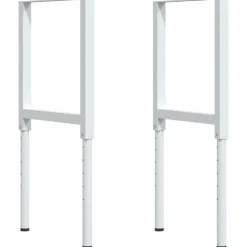 vidaXL Banco de trabajo rectangular madera maciza 100x60x(71,5-98) cm Marr&oacute;n y blanco Discount