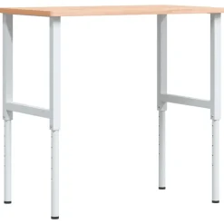 vidaXL Banco de trabajo rectangular madera maciza 100x60x(71,5-98) cm Marr&oacute;n y blanco Discount