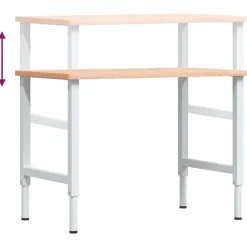 vidaXL Banco de trabajo rectangular madera maciza 100x60x(71,5-98) cm Marr&oacute;n y blanco Discount