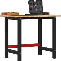 vidaXL Accesorios De Bricolaje-Banco de trabajo rectangular madera maciza roble 100x60x81,5 cm