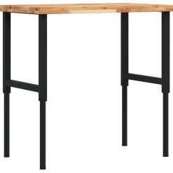 vidaXL Banco de trabajo rectangular madera maciza 100x60x(73-99,5) cm marr&oacute;n oscuro y negro New