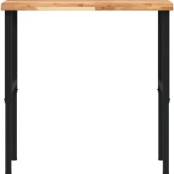 vidaXL Banco de trabajo rectangular madera maciza 100x60x(73-99,5) cm marr&oacute;n oscuro y negro New