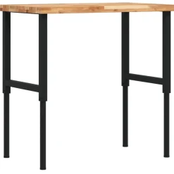 vidaXL Banco de trabajo rectangular madera maciza 100x60x(73-99,5) cm marr&oacute;n oscuro y negro New