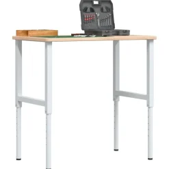 vidaXL Accesorios De Bricolaje-Banco de trabajo rectangular madera maciza 100x60x(71,5-98) cm