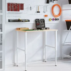 vidaXL Accesorios De Bricolaje-Banco de trabajo rectangular madera maciza 100x60x(71,5-98) cm
